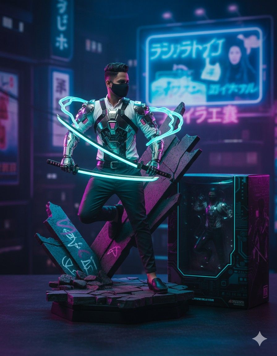 Cyberpunk Neon Figurine