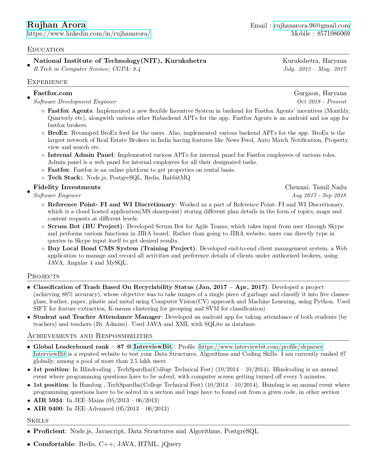 Resume Template 1